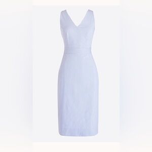 J. Crew Blue and White Striped Seersucker Dress Size 8 Preppy. Coastal Resort
